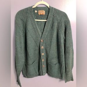 Vintage Parkhurst Green Knit Wool Cardigan Size Small